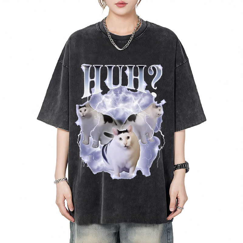 Tokyo-Assassin Huh Cat Chonky Ben Meme Washed T-Shirt-Tokyo-Assassin