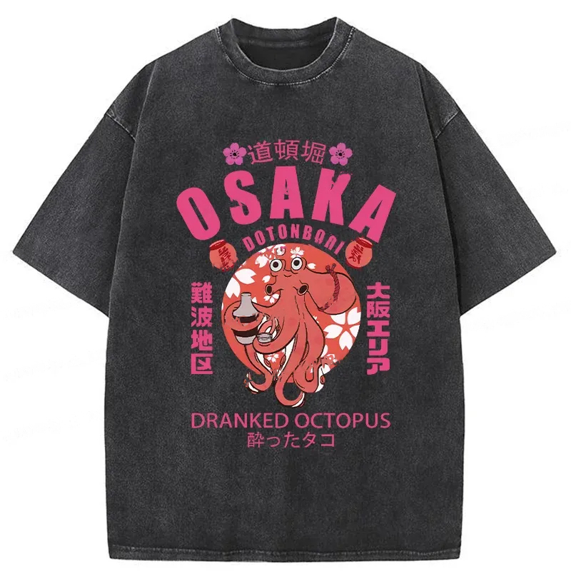 Tokyo-Assassin Sakura And Octopus Washed T-Shirt-Tokyo-Assassin
