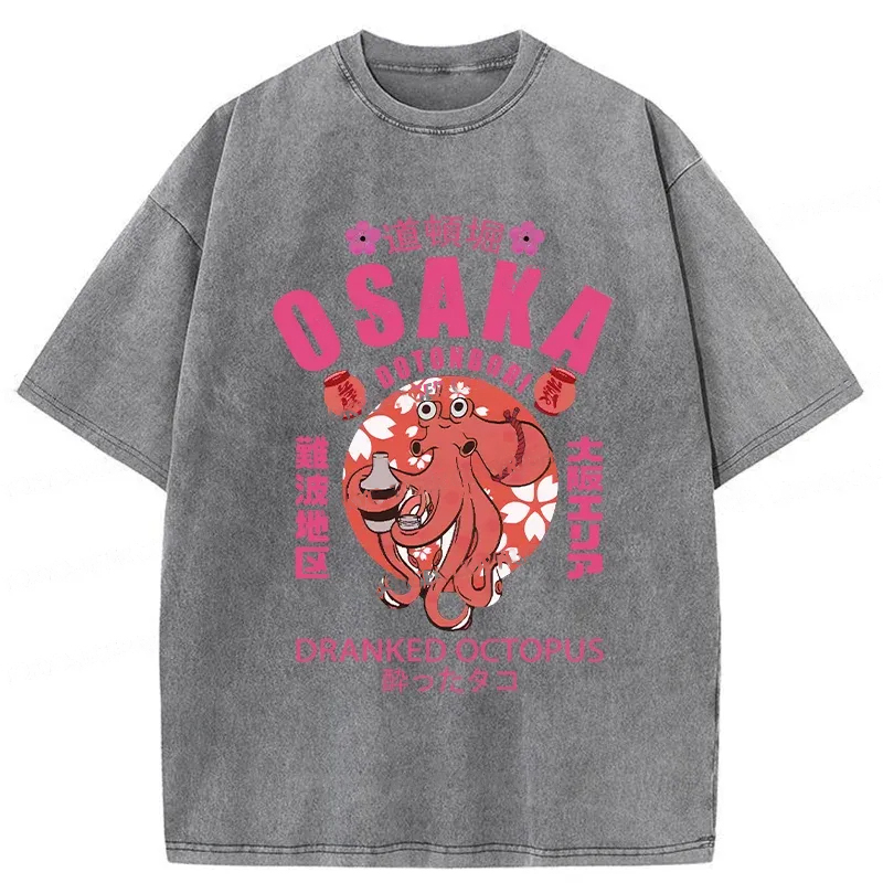 Tokyo-Assassin Sakura And Octopus Washed T-Shirt-Tokyo Assassin