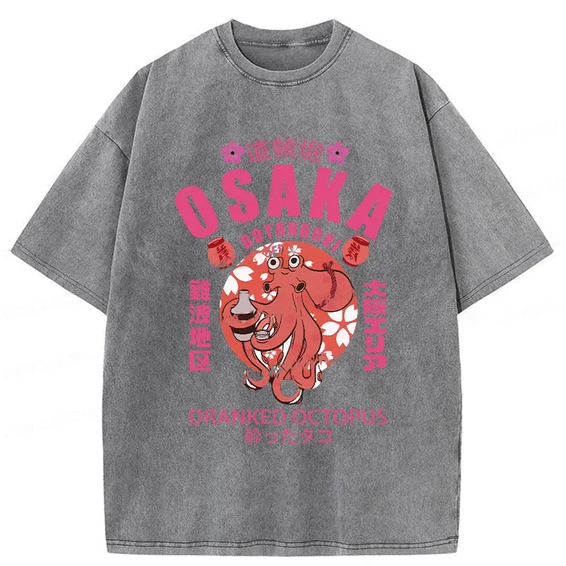 Tokyo-Assassin Sakura And Octopus Washed T-Shirt-Tokyo Assassin
