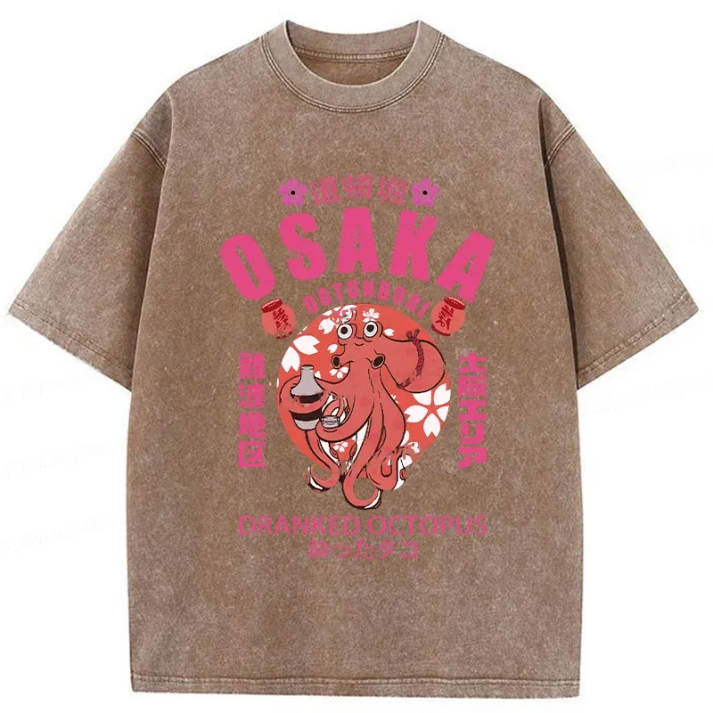 Tokyo-Assassin Sakura And Octopus Washed T-Shirt-Tokyo Assassin