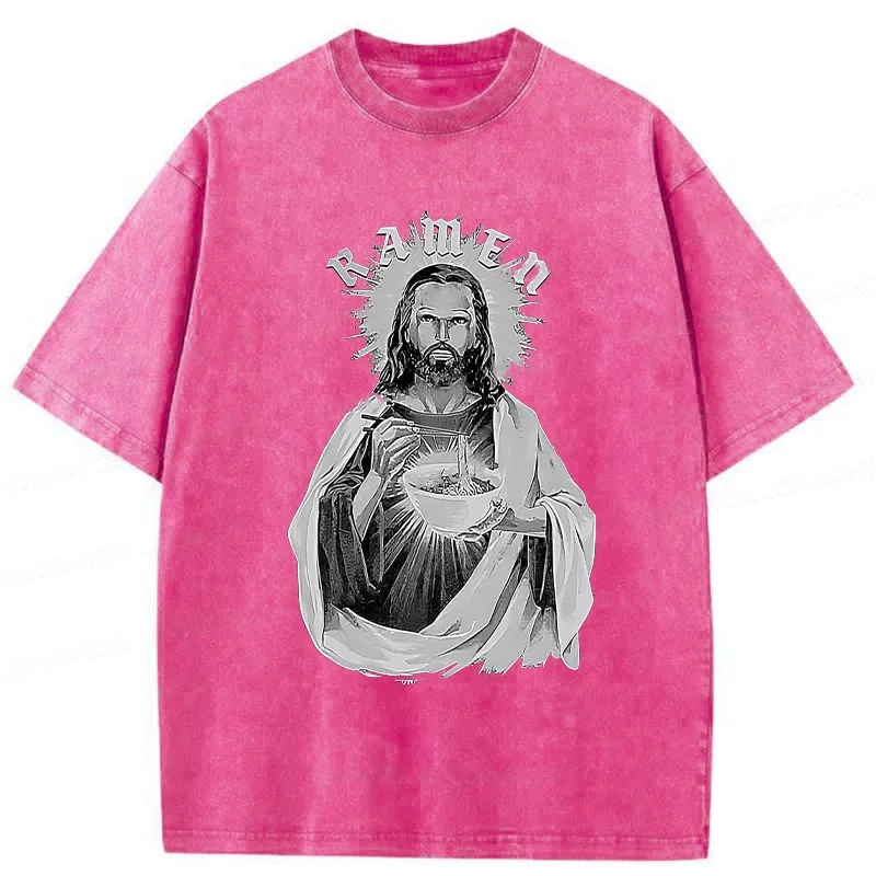 Tokyo-Assassin Ramen Lover Jesus Washed T-Shirt-Tokyo Assassin