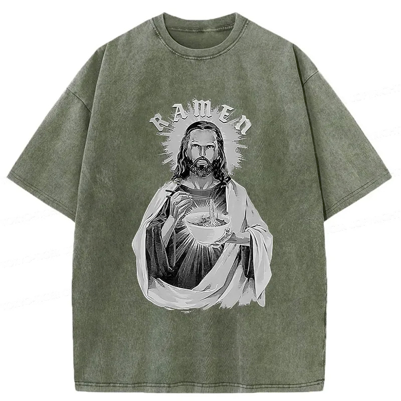 Tokyo-Assassin Ramen Lover Jesus Washed T-Shirt-Tokyo Assassin