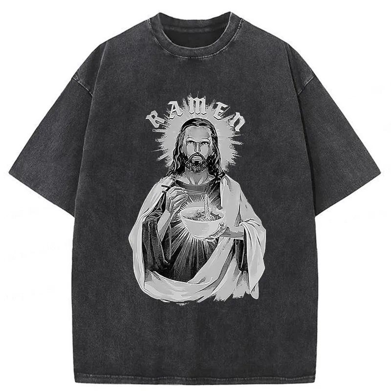 Tokyo-Assassin Ramen Lover Jesus Washed T-Shirt-Tokyo Assassin