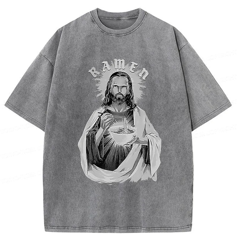 Tokyo-Assassin Ramen Lover Jesus Washed T-Shirt-Tokyo Assassin