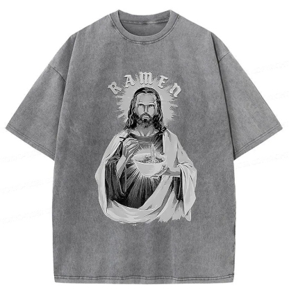 Tokyo-Assassin Ramen Lover Jesus Washed T-Shirt-Tokyo Assassin