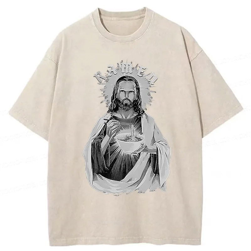 Tokyo-Assassin Ramen Lover Jesus Washed T-Shirt-Tokyo Assassin