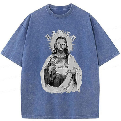 Tokyo-Assassin Ramen Lover Jesus Washed T-Shirt-Tokyo Assassin