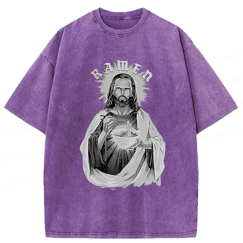 Tokyo-Assassin Ramen Lover Jesus Washed T-Shirt-Tokyo Assassin