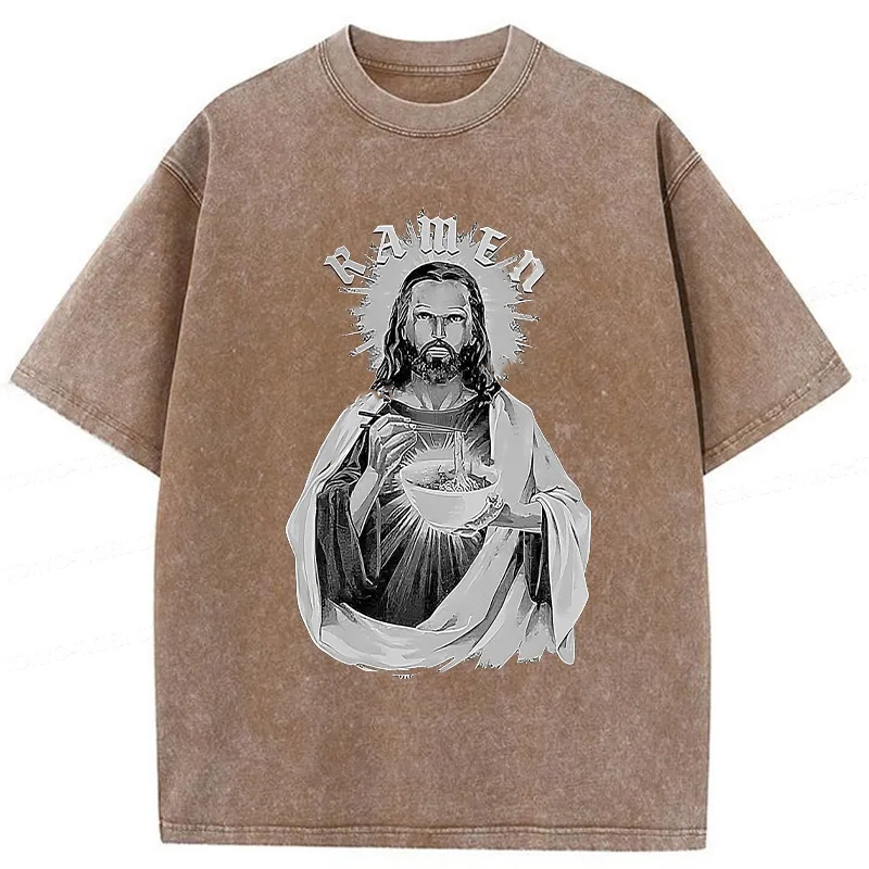 Tokyo-Assassin Ramen Lover Jesus Washed T-Shirt-Tokyo Assassin