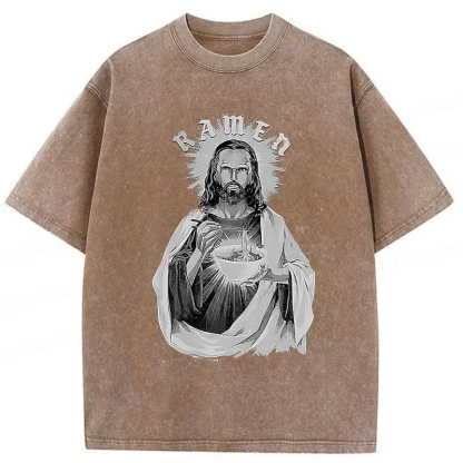 Tokyo-Assassin Ramen Lover Jesus Washed T-Shirt-Tokyo Assassin