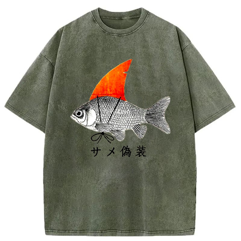 Tokyo-Assassin Fish Disguise Washed T-Shirt-Tokyo-Assassin