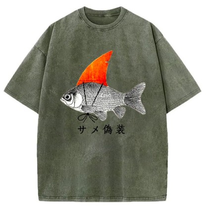 Tokyo-Assassin Fish Disguise Washed T-Shirt-Tokyo-Assassin
