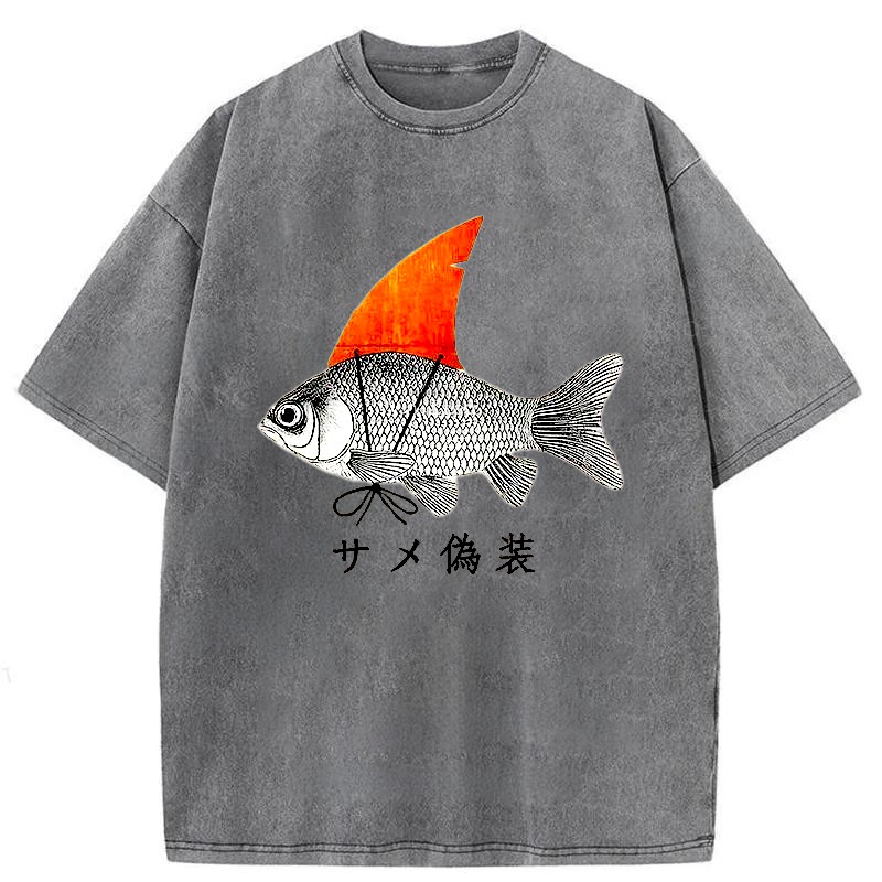 Tokyo-Assassin Fish Disguise Washed T-Shirt-Tokyo-Assassin