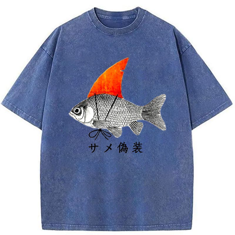 Tokyo-Assassin Fish Disguise Washed T-Shirt-Tokyo-Assassin