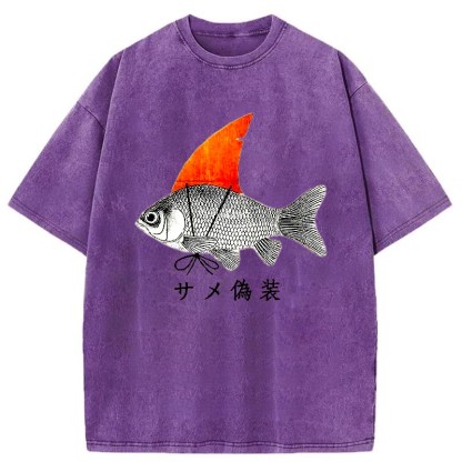 Tokyo-Assassin Fish Disguise Washed T-Shirt-Tokyo-Assassin