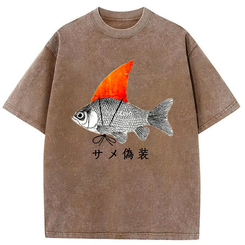 Tokyo-Assassin Fish Disguise Washed T-Shirt-Tokyo-Assassin