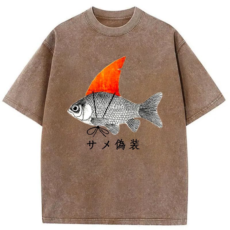 Tokyo-Assassin Fish Disguise Washed T-Shirt-Tokyo-Assassin