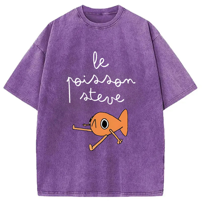 Tokyo-Assassin Le Poisson Steve Funny Meme  Washed T-Shirt-Tokyo-Assassin