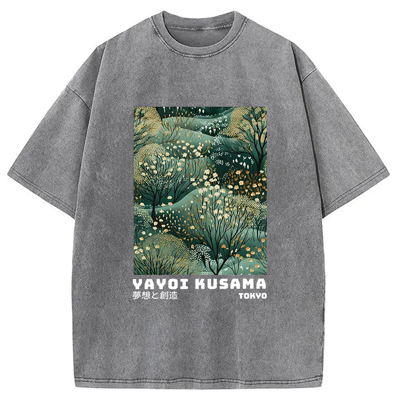 Tokyo-Assassin Yayoi Kusama Abstract Japanese Washed T-Shirt-Tokyo Assassin