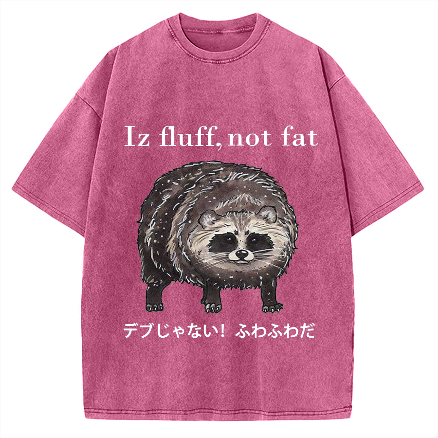 Iz fluff not fat Cute raccoon Vintage Washed T-shirt