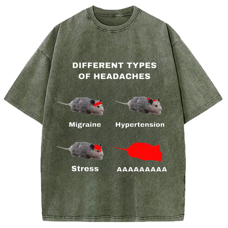 Tokyo-Assassin Different Types Of Headaches Washed T-Shirt-Tokyo Assassin