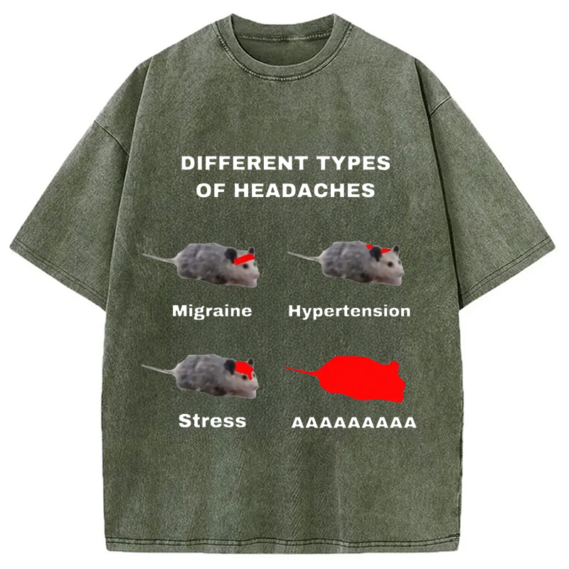 Tokyo-Assassin Different Types Of Headaches Washed T-Shirt-Tokyo Assassin