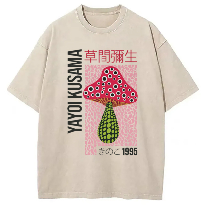 Tokyo-Assassin Artistic Creation Pink Mushroom Washed T-Shirt-Tokyo-Assassin