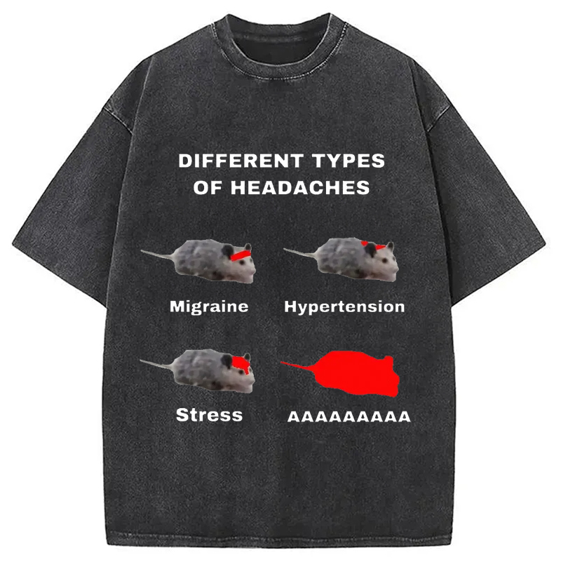 Tokyo-Assassin Different Types Of Headaches Washed T-Shirt-Tokyo Assassin