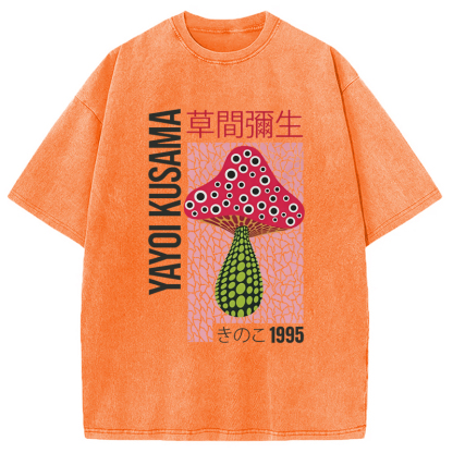 Tokyo-Assassin Artistic Creation Pink Mushroom Washed T-Shirt-Tokyo-Assassin