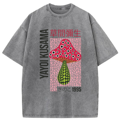 Tokyo-Assassin Artistic Creation Pink Mushroom Washed T-Shirt-Tokyo-Assassin