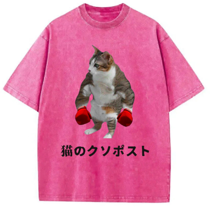 Tokyo-Assassin Cat Shitpost Meme Washed T-Shirt-Tokyo-Assassin