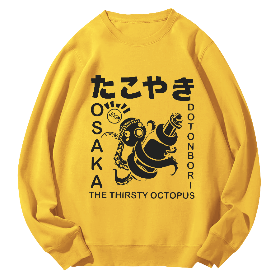 The Thirsty Octopus Round Neck Sweatshirt-Zazasy