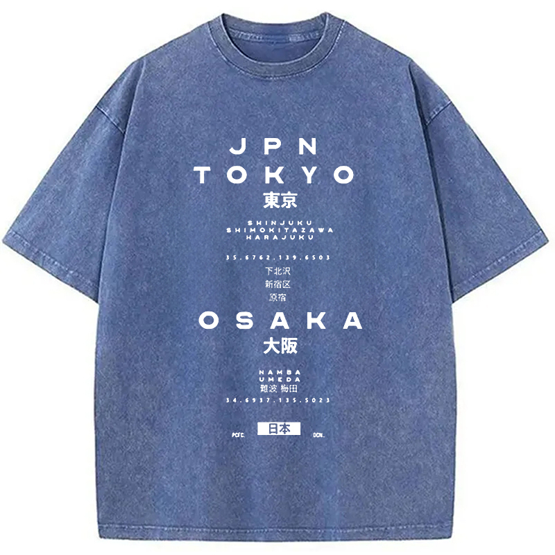 Tokyo-Assassin Tokyo and Osaka City District Washed T-Shirt-Tokyo Assassin