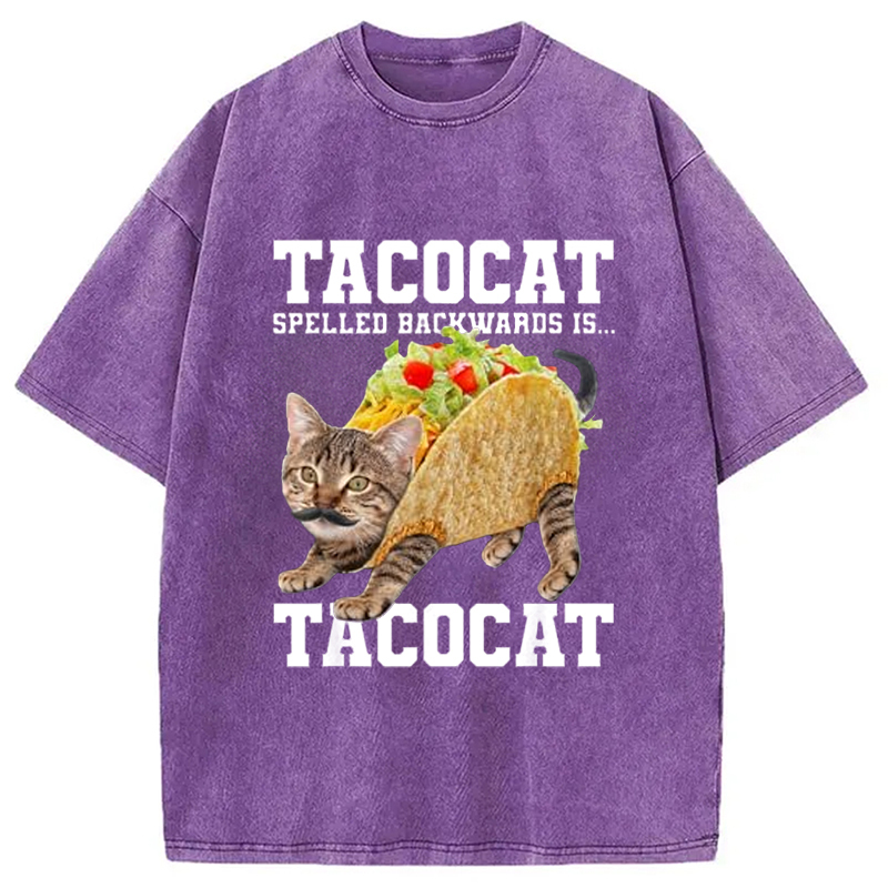 Tokyo-Assassin Tacocat Silly Cat Meme Washed T-Shirt-Tokyo-Assassin