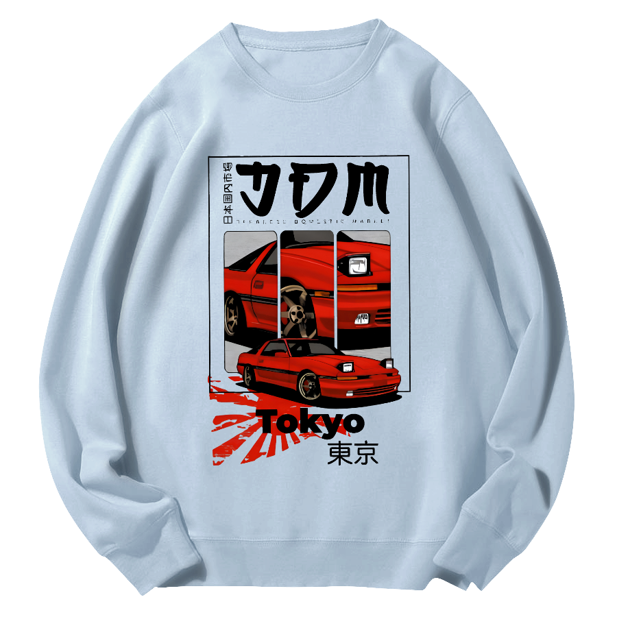 Tokyo Locomotive Market Round Neck Sweatshirt-Zazasy