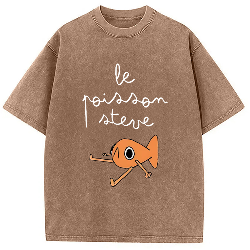 Tokyo-Assassin Le Poisson Steve Funny Meme  Washed T-Shirt-Tokyo-Assassin