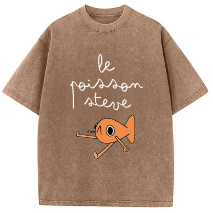 Tokyo-Assassin Le Poisson Steve Funny Meme  Washed T-Shirt-Tokyo-Assassin