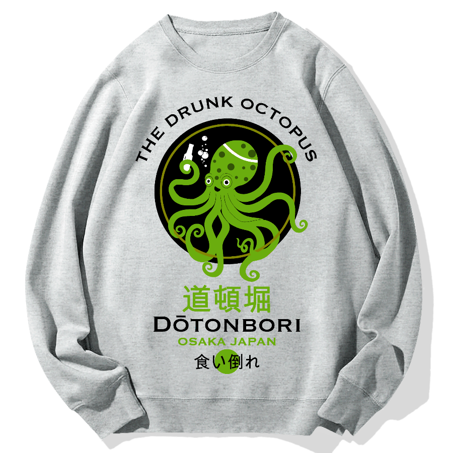 Dotonbori Octopus(Green) Geek Cotton Sweatshirt