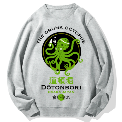 Dotonbori Octopus(Green) Geek Cotton Sweatshirt