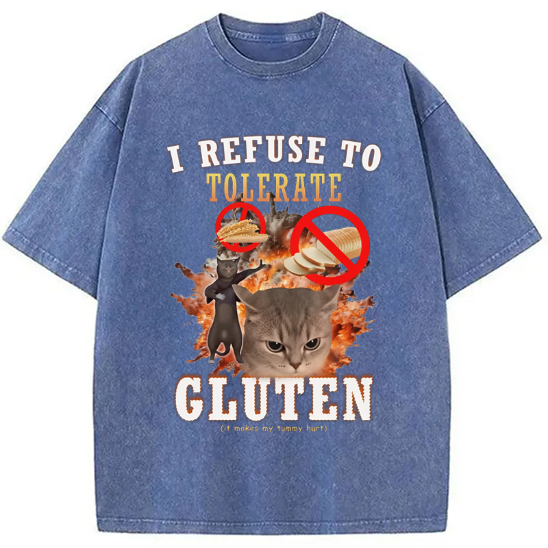 Tokyo-Assassin I Refuse to Tolerate Gluten Washed T-Shirt-Tokyo-Assassin