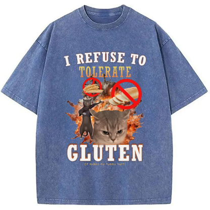 Tokyo-Assassin I Refuse to Tolerate Gluten Washed T-Shirt-Tokyo-Assassin