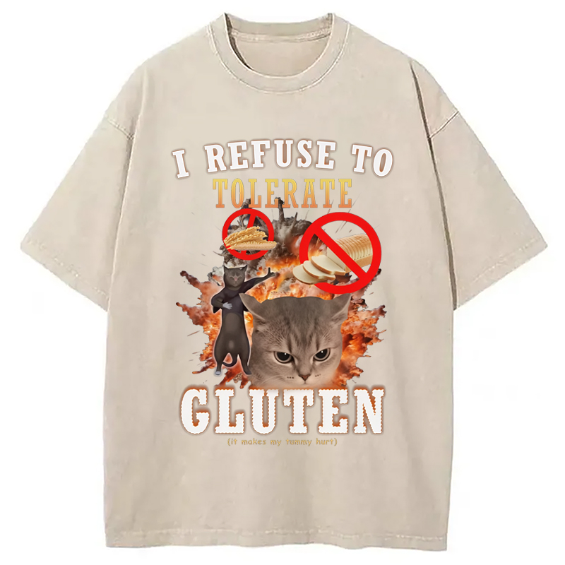 Tokyo-Assassin I Refuse to Tolerate Gluten Washed T-Shirt-Tokyo-Assassin