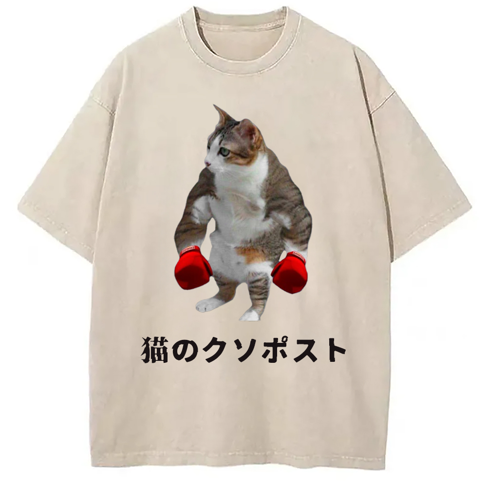 Tokyo-Assassin Cat Shitpost Meme Washed T-Shirt-Tokyo-Assassin