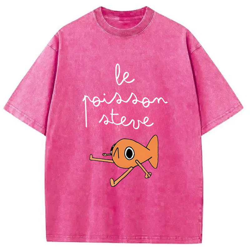 Tokyo-Assassin Le Poisson Steve Funny Meme  Washed T-Shirt-Tokyo-Assassin