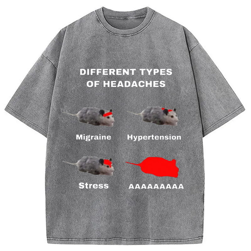 Tokyo-Assassin Different Types Of Headaches Washed T-Shirt-Tokyo Assassin