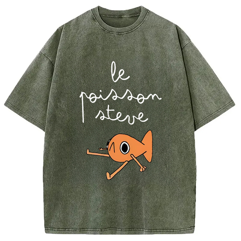 Tokyo-Assassin Le Poisson Steve Funny Meme  Washed T-Shirt-Tokyo-Assassin