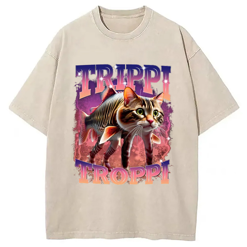 Tokyo-Assassin Trulimero Trulicina Funny Meme Washed T-Shirt-Tokyo-Assassin