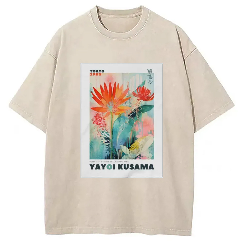 Tokyo-Assassin YAYOI KUSAMA Adult Staple Washed T-Shirt-Tokyo-Assassin