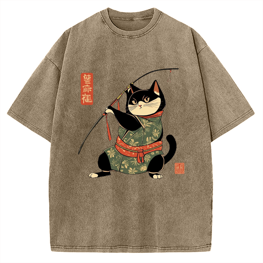 Japan Cat Archery Vintage Washed T-shirt